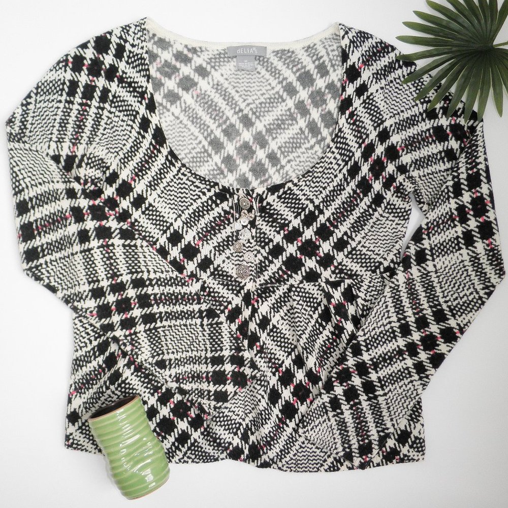Y2K Plaid dELiA*s Cardigan Sweater Lizzie McGuire